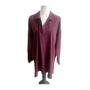 J. Jill Wearever Collection Womens Long Sleeves Button Down Blouse Burgundy 2X